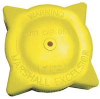 Marshall Excelsior 3-1/4" Female ACME Cap with Chain Assembly - Yellow Plastic